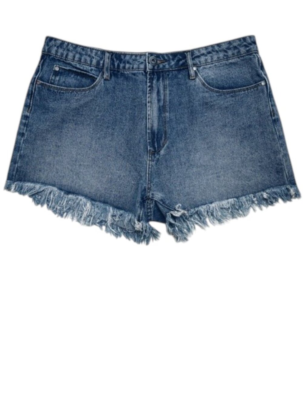 ARTICLES OF SOCIETY Meredith High-Rise Frayed Hem Denim Shorts in Coachella - 30